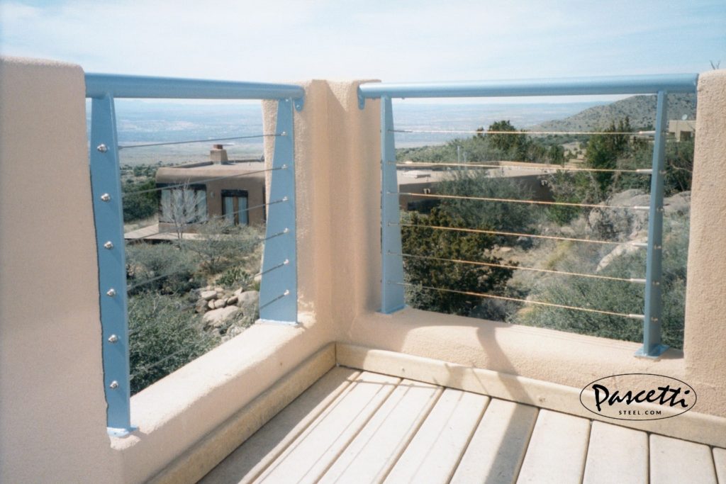 residential cable railings exterior blue balcony