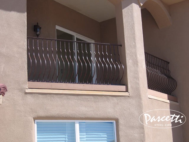 custom railings with powder coated belly pickets