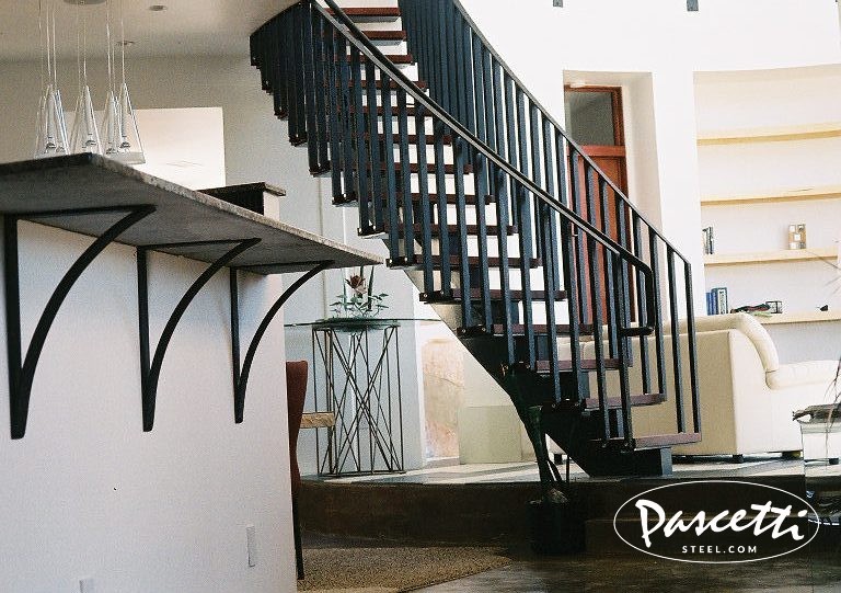 rails powder coated steel stair system