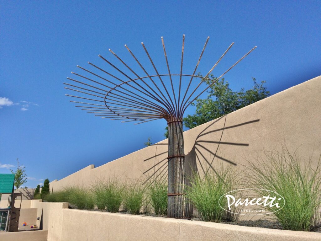 rebar tree for vine growth and shade