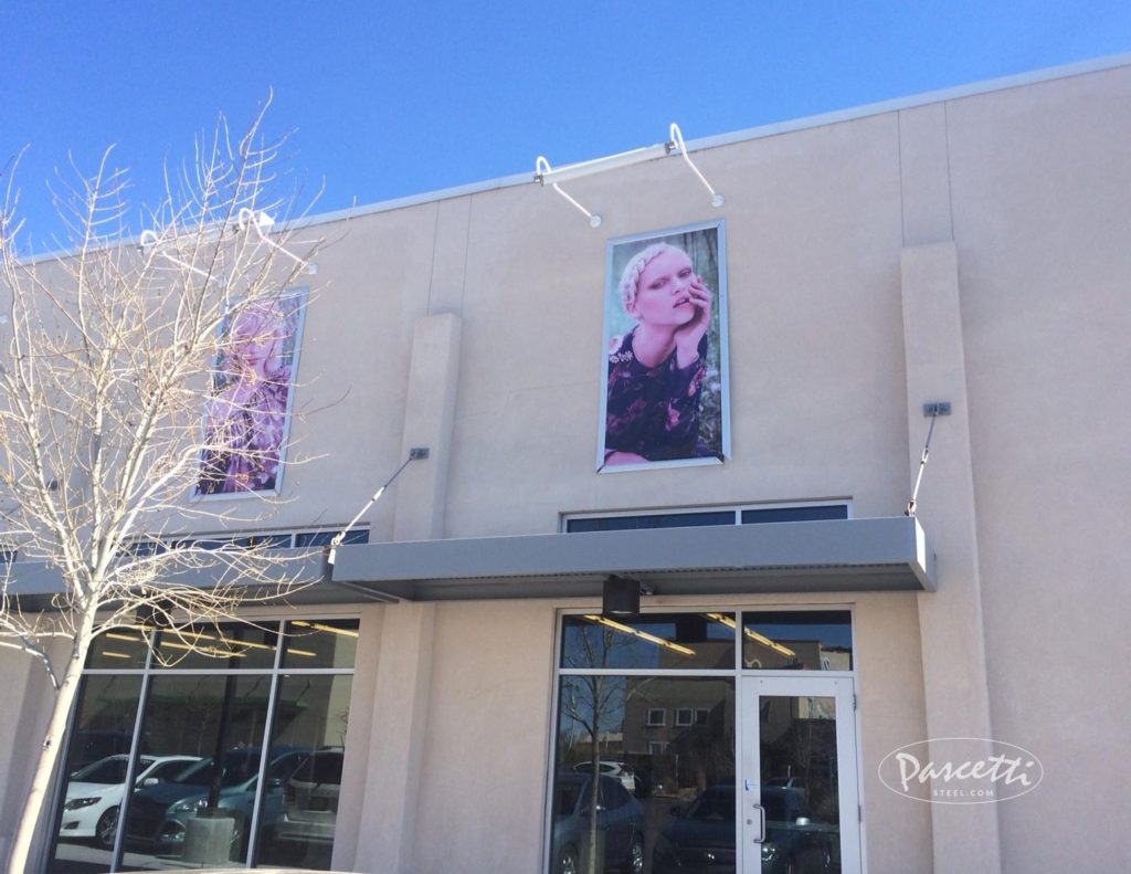 custom steel shade structures aveda salon commercial projects