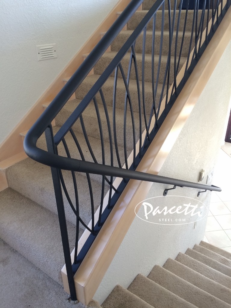 residential steel railing with custom long grass design