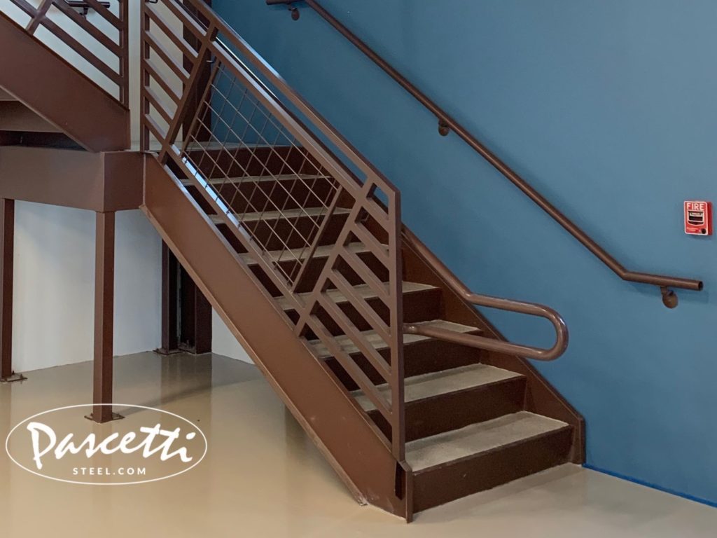 custom steel stair unit with pan filled concrete treads